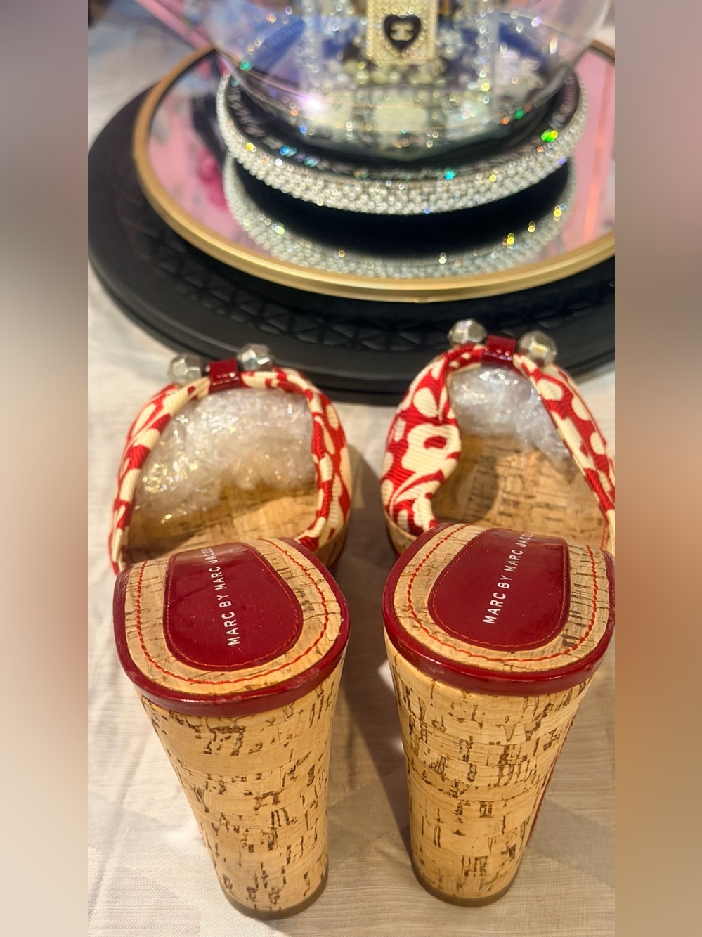 EUC🌺❤️Marc Jacobs 
Red and Cream Cork Platform Slide Mules. - Picture 9 of 9